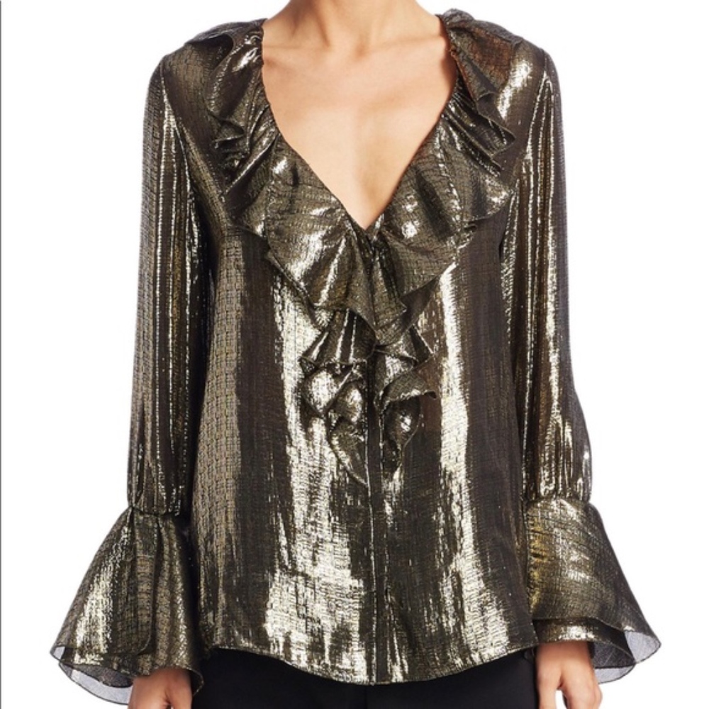 Alice + Olivia Gold Metallic Blouse